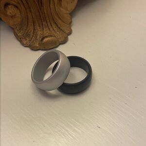 Stylish Black and Silver Men's Silicone Rings